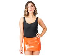 Orange PVC Shiny Mini Skirt Women's High Waist Bodycon Elasticated Fancy Clubbing Party Short Basic Skirts (XX-Large)