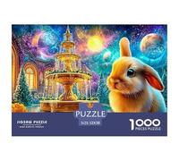 Orange Rabbit by Golden Fountain, Cosmic Sky, Flowers 1000-Piece Jigsaw Puzzle Fairy Tale Rabbit - Classic Educational Game for Family Puzzle Time 52x38cm/1000pcs