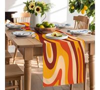 Orange Red Abstract Marble Texture Table Runner 120 Inches Long, Modern Psychedelic Washable Table Runners Heat-Insulation Kitchen Dining Table Decorations for Home Party Decor 13x120in