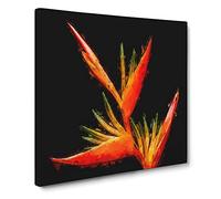 Orange & Red Bird of Paradise Canvas Print | Gallery Wrapped 30mm Frame Wall Art | 20x20 inches | Ready to Hang | Abstract Animals Picture | Living Room Bedroom Lounge Office