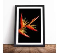 Orange & Red Bird of Paradise in Abstract | Framed Wall Art Print | Modern Home Decor Picture | Ready to Hang Artwork for Living Room, Bedroom, Kitchen or Office | Multiple Sizes