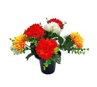 Orange Red Chrysanthemum Artificial Flower Graveside Cemetery Memorial Arrangement