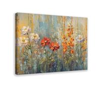 Orange-red Cream-colored Floral Poster Canvas Poster for Office Decor Gift