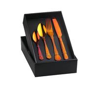 Orange Red Cutlery Set for 4 People, BUYER STAR 16 Piece Stainless Steel Flatware Set, Shell Shape Pattern Tableware Silverware Set with Spoon Knife and Fork Set, Dishwasher Safe & Mirror Polished