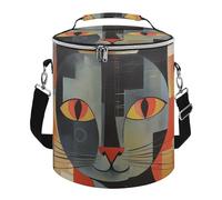 Orange Red Eyes Cat Lunch Bag 15L, Insulated Picnic Basket with Leakproof Design - Large Cooler Tote for Camping, Beach, Hiking & Groceries