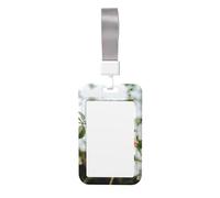 Orange red Flower Print Id Badge Holder Sliding Card Holder Vertical Card Protector Cover Case Teacher Lanyard for Office Women Men