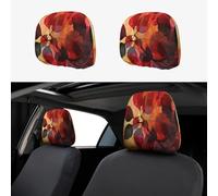 Orange-Red Maple Shadows Head Rest Cover Car Accessories, 2 Pcs Car Seat Headrest Cover, Washable Headrest Protector Universal Fit To All Car Suvs Truck Van Vehicles Auto