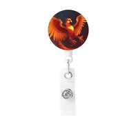 Orange Red Phoenix Badge Reel Retractable Clip Work Badge Holder Lightweight Plastic Name Card Holder ID Badge Clip for Nurses Office Gifts
