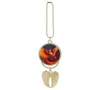 Orange Red Phoenix Car Pendant，Cute and Cool Creative New Car Accessories，Nostalgic Retro Auto Rear View Hanging Decoration，for Both Men and Women