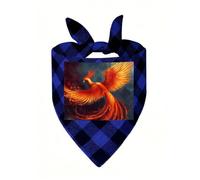 Orange Red Phoenix Dog Bandana Plaid Triangle Pets Scarf | Funny Dog Neckwear Washable Triangle Bibs Kerchief Pet Costume Accessories for Small Medium Large Dogs Cats Birthday Gift