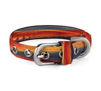 Orange Red Phoenix Dog Collar Adjustable Pet Collar Stainless Steel D-Ring Collar Oxford Cloth Cat Collar Strap with Metal Buckle for Small Medium Dog