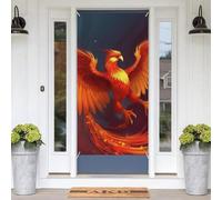 Orange Red Phoenix Door Banners for Front Doors, Spring Summer Decorative Door Cover Welcome Porch Banner Decoration Hanging Wall Background for Party Supplies Indoor Outdoor Home Decor