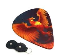 Orange Red Phoenix Guitar Plectrums, 6 Guitar Plectrums, Double Sided Printing, For Acoustic Guitar, Bass, Ukulele, Electric Guitar (0.46 Mm 0.71 Mm 0.96 Mm)