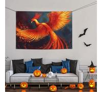 Orange Red Phoenix Large Banner Sign Party Decor 47x71 Inch, Personalized Wall Hanging Backdrop Banners Birthday Yard Flag Party Photography Background For Wedding Birthday