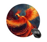 Orange Red Phoenix Mouse Pad Round Laptop Mouse Mat Cute Computer Mousepad Keyboard Pad Non-Slip Desk Pads for Gaming Office Work Home