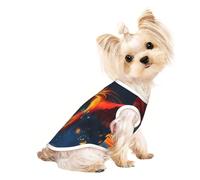 Orange Red Phoenix print Dog Shirts for Small Dogs Stretchy T-Shirts Lightweight Tank Top Sleeveless Striped Vest