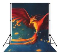 Orange Red Phoenix Print Photo Studio Background 5x7ft Soft Photo Backdrop Curtain For Studio Content Creator Equipment