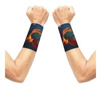 Orange Red Phoenix Print Soft Wrist Cuff Wrist Wrap Sports Wristband For Men Women