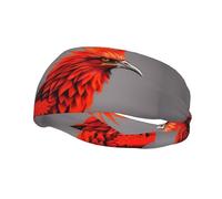 Orange Red Phoenix Printed Versatile Sports Headband - Stretchy Moisture Wicking Headband for Yoga Fitness