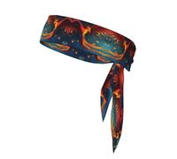 Orange Red Phoenix Sports bandage with printed headband, suitable for basketball, running, tennis, karate, and track and field
