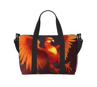 Orange Red Phoenix Water-Resistant Crossbody Travel Bag, Large Carry-On with Adjustable Strap, Multi-Compartment Weekender for Gym, Travel, Outdoor