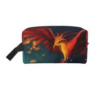 Orange Red Phoenix Water-Resistant Travel Toiletry Organizer Bag, Large Capacity Portable Cosmetic Storage for Gym/Daily Essentials
