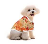 Orange & Red Roses Print Dog Tshirt - Hawaiian Floral Pet Apparel For Puppy Top, Dog Christmas Outfit & Thanksgiving