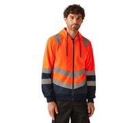 (Orange) Regatta Adults Hi Vis Pro Full Zip Hoodie orange navy grey UK Size