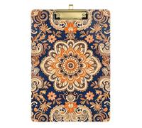Orange Retro Flowers A4 clipboard Printed Waterproof for 5th Grade Classroom Essentials for Teachers Gold 9 x 12 in