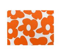 Orange Retro Flowers White,500 Pieces Puzzles for Adults-Wooden Jigsaw Puzzle for Adults Elderly