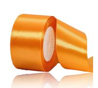 Orange Ribbon 50mm, Orange Satin Fabric Ribbon 23 Meters for Crafting, Gift Wrapping, Flower Bouquets, Balloons, DIY Bows, Wedding Party, Birthday Cakes and Christmas Decorations