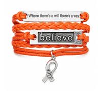 Orange Ribbon Bracelet, Where There is a Will There is a Way Leukemia Awareness, MS Awareness, Self Injury, Kidney Cancer, ADHD, Malnutrition Awareness, Awareness Jewelry