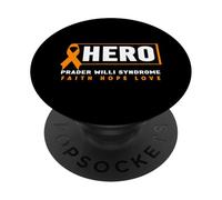Orange Ribbon Shirt - Hero Prader Willi Syndrome Awareness PopSockets Adhesive PopGrip