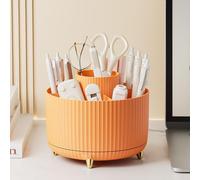 (orange) Rotating Makeup Organizer, 360 Degree Swivel, Minimalist Design, High Gloss ABS Plastic, Great for Bedroom, Dresser, Bathroom Storage