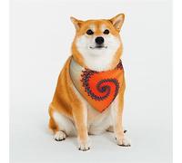 Orange Rotating Pattern Dog Bandanas, Comfortable Cotton Triangle Bibs Scarfs for Dogs Or Cats, Cute Pet Kerchief for Small Medium Large Dogs-Large
