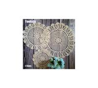 (Orange, Round 30cm) 20-40CM Vintage Cotton Crochet Round Cup Mug Doily Glass Coaster Christmas Placemat Table Napkins For Kitchen Wedding Decoration