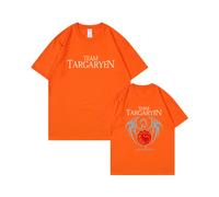 (Orange, S) Men's Summer Cotton T-Shirt, Game of Thrones, A Song of Ice and Fire, Three-Headed Dragon Print Short Sleeve T-Shirt