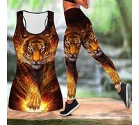 (orange, S) The Mighty Tiger Print Yoga Outfit For Women Fashion Workout Leggings Fitness Sports Casual Yoga Pants