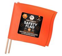Orange Safety Flags,18"x18" Orange Warning Flag with 24" Wood Staff,Pack of 2,Square Safety Flag,Oversize Signs and Flags,Wide Load Flags,Caution Flags for Roof,Red Flag for Truck Loads, Towing