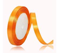 Orange Satin Ribbon 10mm x 23 Metres, Solid Color Fabric Silk Ribbon for Crafting, Gift Wrapping, Wedding Bouquet, Flower Arrangement, Bows Making, Balloons, Cake Decoration, Sewing and Bridal Shower