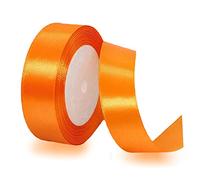 Orange Satin Ribbon 25mm x 23 Metres, Solid Color Fabric Silk Ribbon for Crafting, Gift Wrapping, Wedding Bouquet, Flower Arrangement, Bows Making, Balloons, Cake Decoration, Sewing and Baby Shower