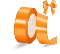 Orange Satin Ribbon with Gold Edges, Polyester Easter Ribbon for Spring Gift Wrapping DIY Crafts Supplies Baby Shower Wedding Floral Bouquet Hair Bow Sewing Project Spring Decor, 25 Yds x 1 in