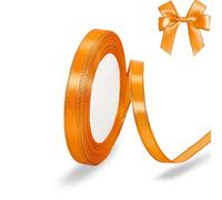 Orange Satin Ribbon with Gold Edges, Polyester Easter Ribbon for Spring Gift Wrapping DIY Crafts Supplies Baby Shower Wedding Floral Bouquet Hair Bow Sewing Project Spring Decor, 25 Yds x 3/8 in