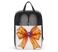Orange Satin Ribbon with Purple Gemstone Shoe Bag for Travel Daily Use Anti-dust Storage Carrier Golf Shoe Pouch