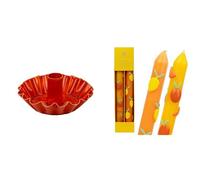 Orange Scalloped Metal Candle Holder & Citrus 3D Candles Summer Bundle