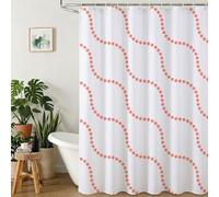 Orange Shower Curtain 100x200 cm, Extra Long Shower Curtains for Bathroom, Waterproof & Quick-Dry Polyester Curtains with Weighted Hem, Stripe Bathroom Decor with 12 Hooks and Rustproof Eyelets Y1#503
