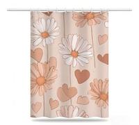 Orange Shower Curtain 90 x 180 cm, Waterproof Shower Curtain Quick Dry Bath Washable Polyester Fabric, Extra Long Weighted Hem with 12 Hooks Bathroom Decorations Wet Room Decor, Love Curtains,Model317