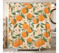 Orange Shower Curtain, Summer Tropical Flower Leaf Summer Orange Waterproof Fabric Clawfoot Tub Shower Curtains for Home Bathroom Toile Hotel Decor 62x72 Inch