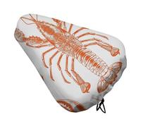 Orange Shrimp Pattern Bike Seat Cover Waterproof Oxford Fabric, Universal Adjustable Bicycle Saddle Cover with Drawstring Easy Install Protective Rain Dust Covers for Women Men