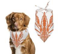 Orange Shrimp Pattern Dog Bandanas for Feeding Grooming, Triangle Pet Bibs for Cats & Dogs Washable Fashion Pets Scarf for Party Travel 27.6 X 11.8 Inch